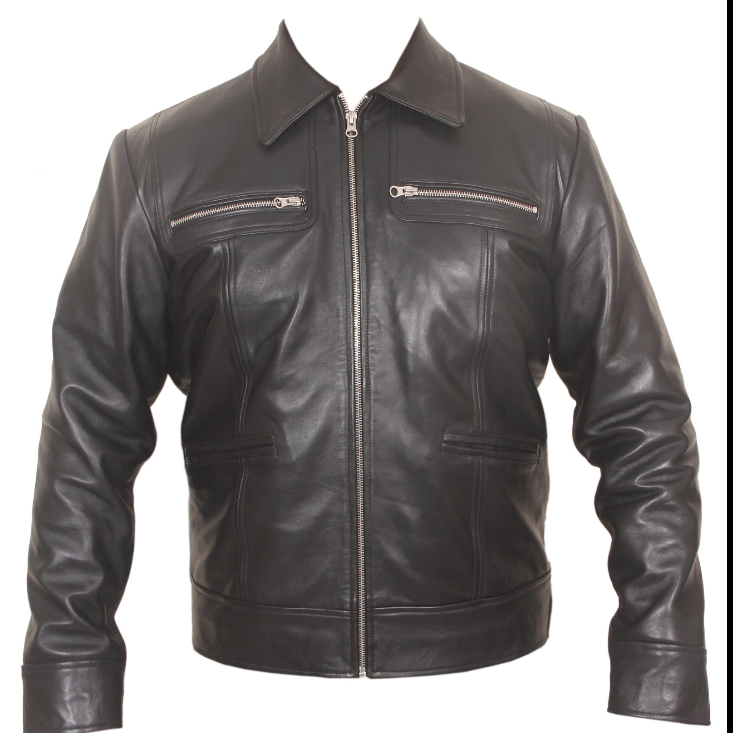 Black Full Sleeve Original Leather Casual Jacket-Shriya Global