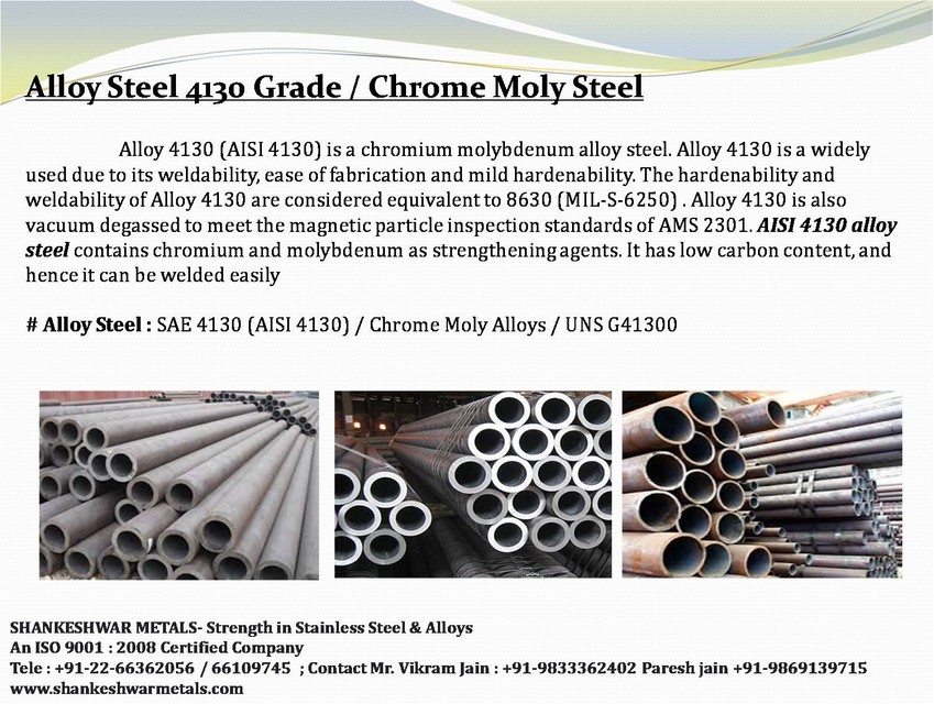 AISI 4130 Chromoly Pipes & Tubes-Shankeshwar Metals