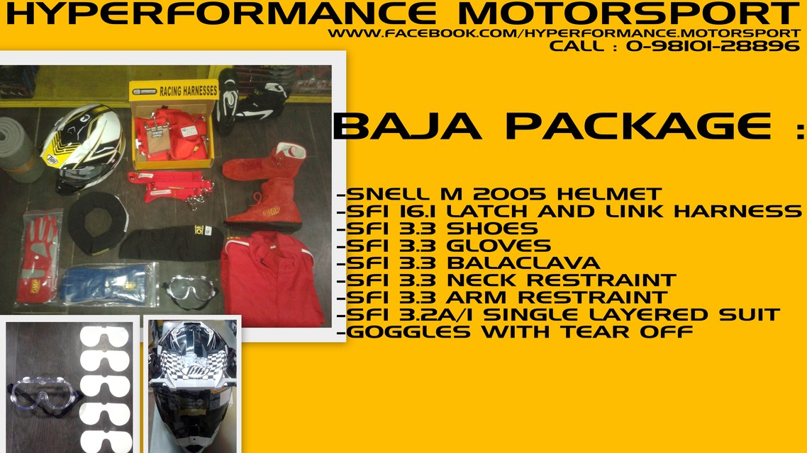 SAE BAJA INDIA (SFI / FIA EQUIPMENTS) PACKAGE-HYPERFORMANCE MOTORSPORTS