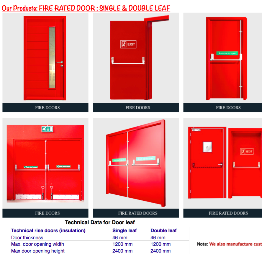 Fire Rated door : Single leaf and Double leaf door-Buildoors Enterprises