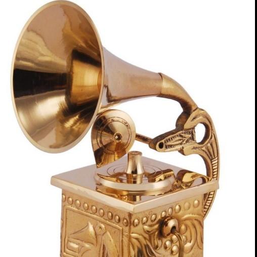 ANTIQUE BRASS GRAMOPHONE-HERALD EXPORTS 
