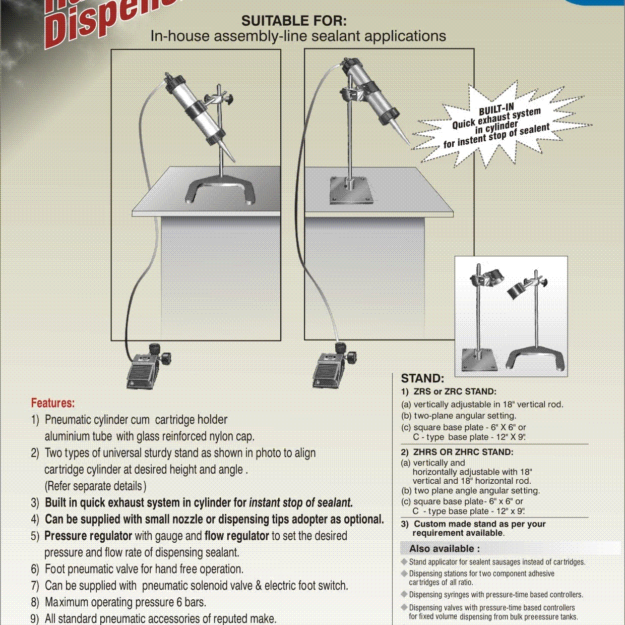 Stand model Pneumatic Dispenser for 300ml cartridge sealants-Cross Engineers