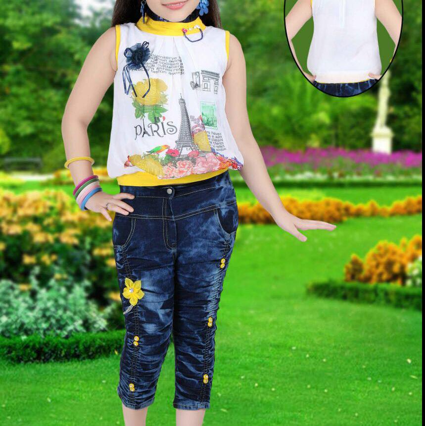 Denim capri with tops-Reshma enterprises