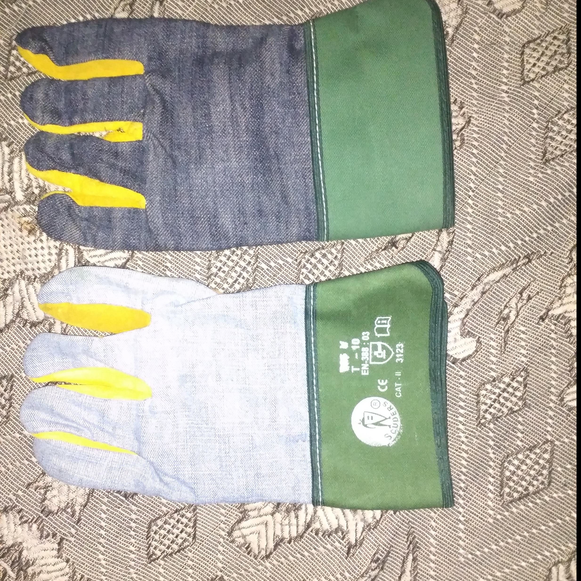 Leather cum canvas hand gloves-Safeguard traders &co