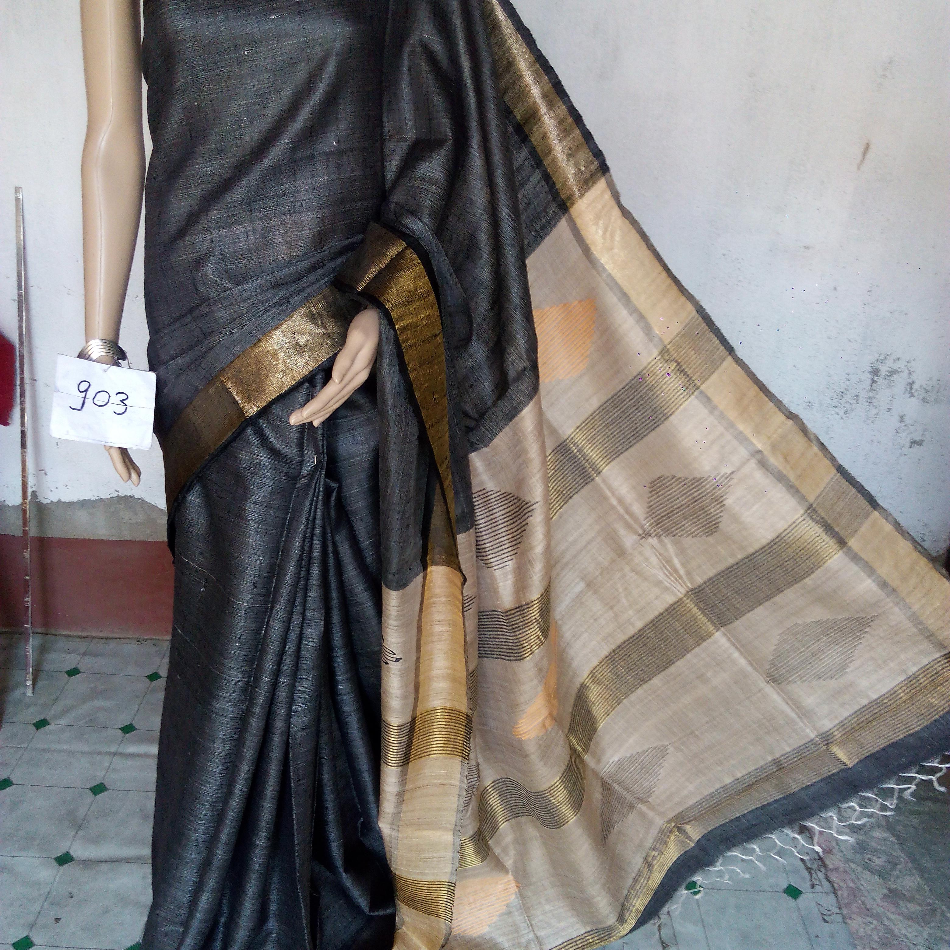 Tussar dupion raw silk saree -M. A silk Handloom 