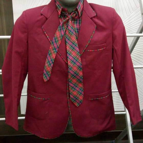 DAV School Blazer - Maroon color with Checked Scarf-Sizeplus Apparel (P) Ltd.
