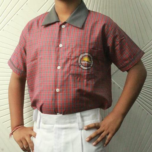 Boys Uniform - Red Checked Half Shirt & White Half Pant-Sizeplus Apparel (P) Ltd.