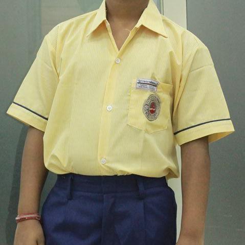 Boys Uniform - Yellow Striped Half Shirt & Navy Blue Half Pant-Sizeplus Apparel (P) Ltd.