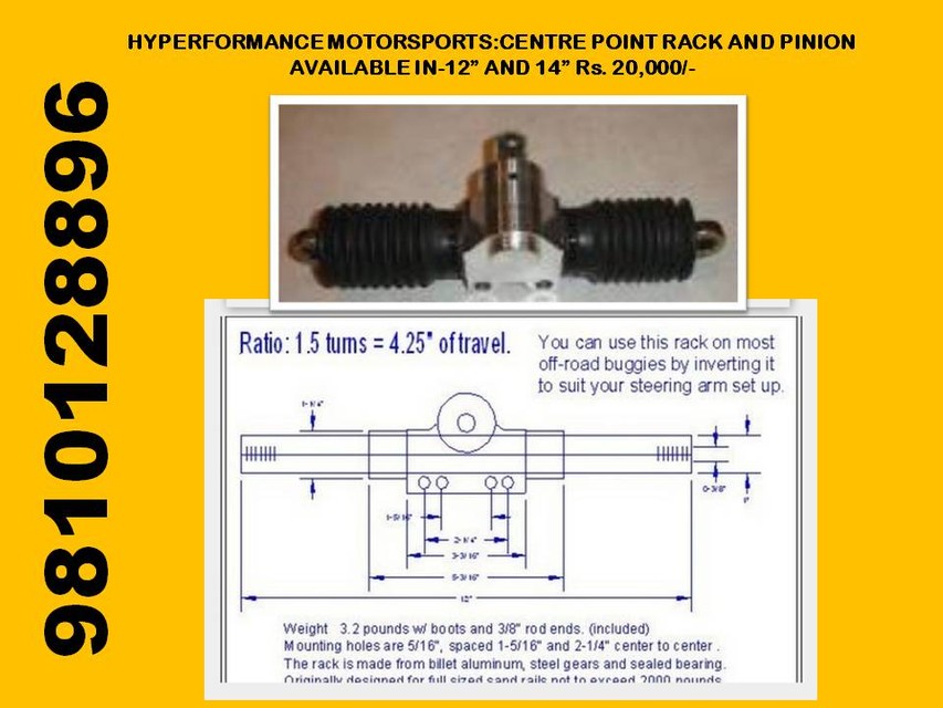CENTRE POINT STEERING RACK ( SIZE - 11" AND 14" ) -HYPERFORMANCE MOTORSPORTS