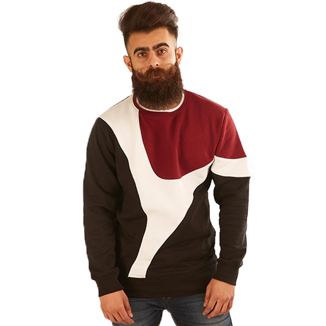 RELLIN MEN ROUND NECK MULTI PANEL SWEATSHIRT-Banga Knitwear