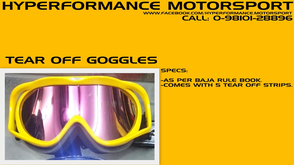GOGGLES WITH TEAR OFF STRIPS-HYPERFORMANCE MOTORSPORTS