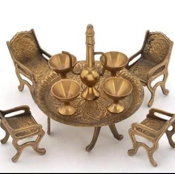 TABLE AND CHAIR SET BRASS-HERALD EXPORTS 