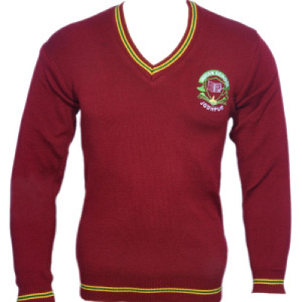 DAV School Sweater - Maroon color with yellow border-Sizeplus Apparel (P) Ltd.