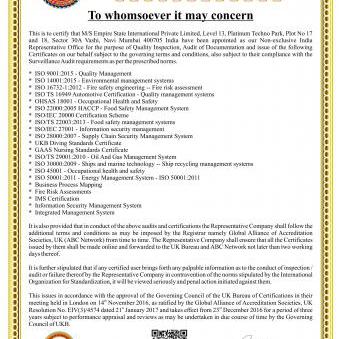 ISO/RD/ Halal/Organic/  Kosher Certifications-Empire State International Private Limited