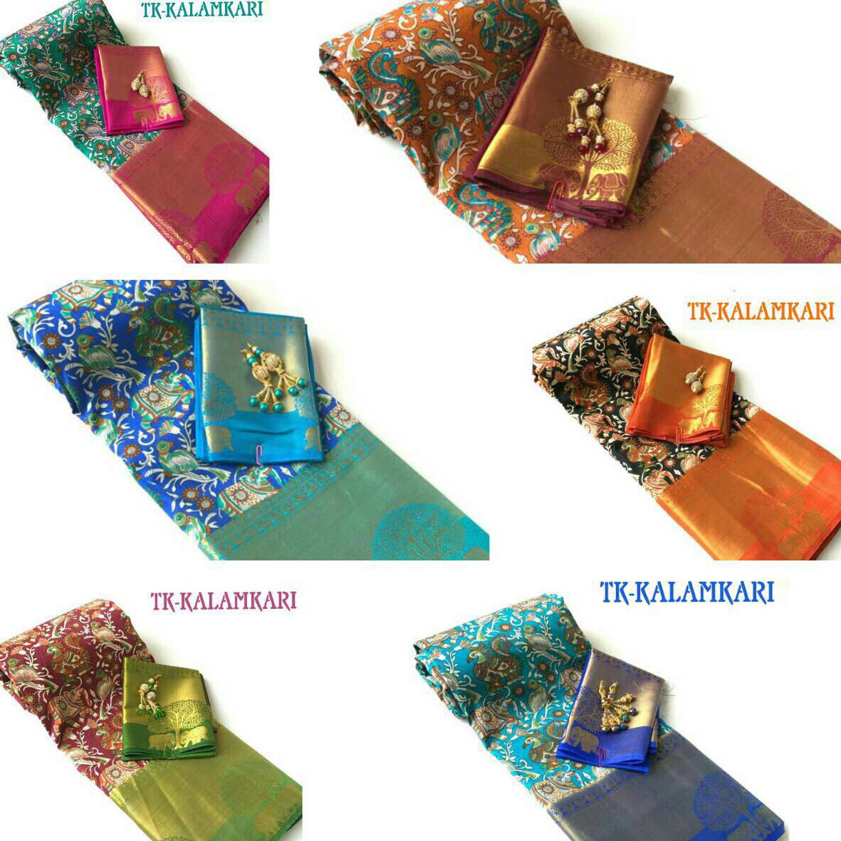 Kalamkari Pochampalli Silk Saree-Trendzkafe Technologies Private Limited