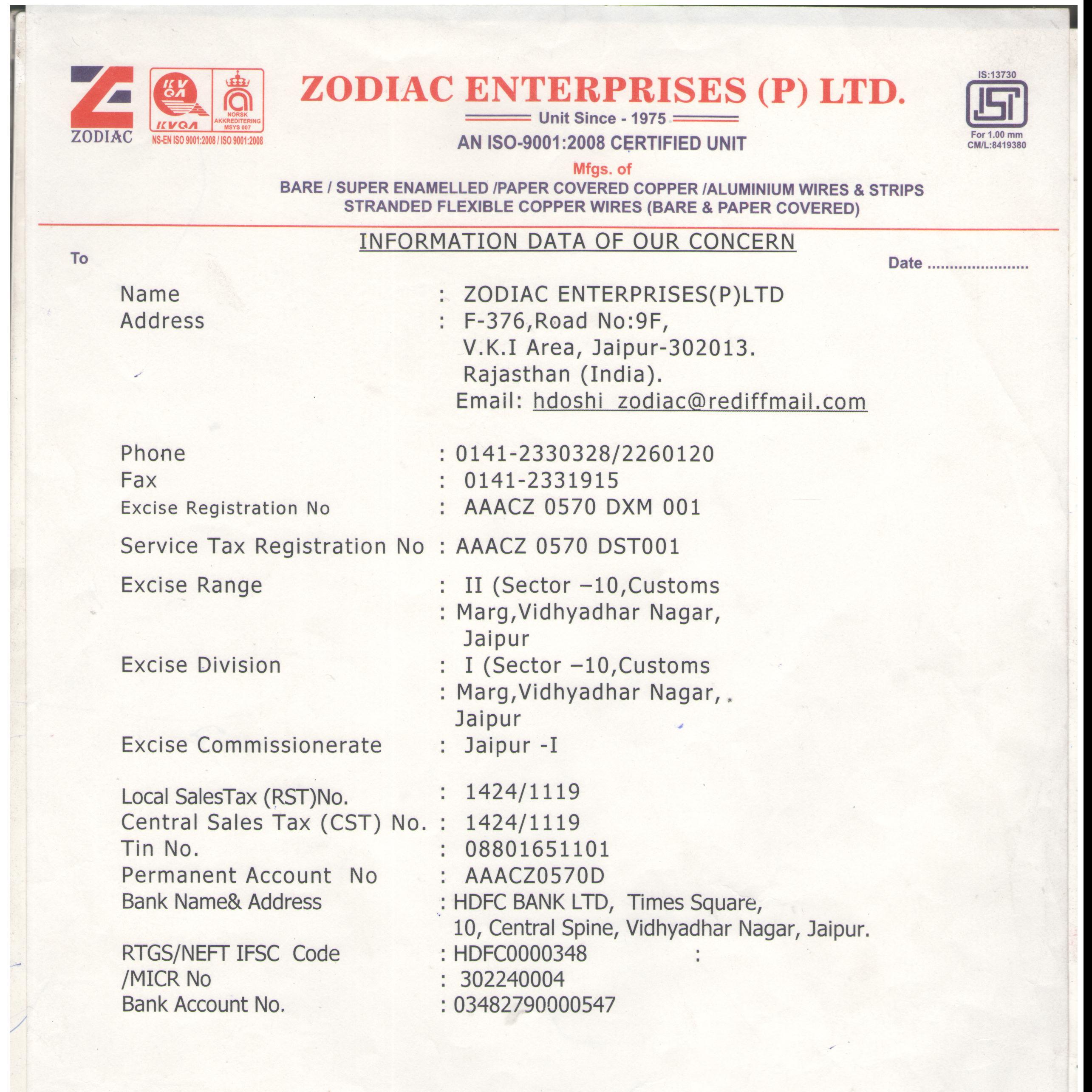 Enamelled/Bare/DPC /Fiberglass insulated Copper and Aluminium Wires & Strips-Zodiac Enterprises Pvt. Ltd.