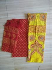Cotton Gujri Print Moti Work Dress Materials
