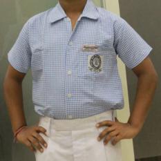 Boys Uniform - Blue Pin Striped Half Shirt & White Half Pant