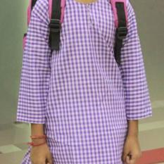 Girls Uniform - Violet Salwar with White Stripes & White Kameez