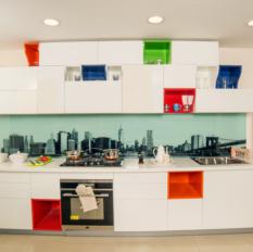 White Paint finish Modular Kitchen